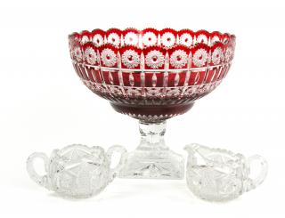 Appraisal: A POLISH CRANBERRY CUT TO CLEAR CRYSTAL CENTER BOWL th