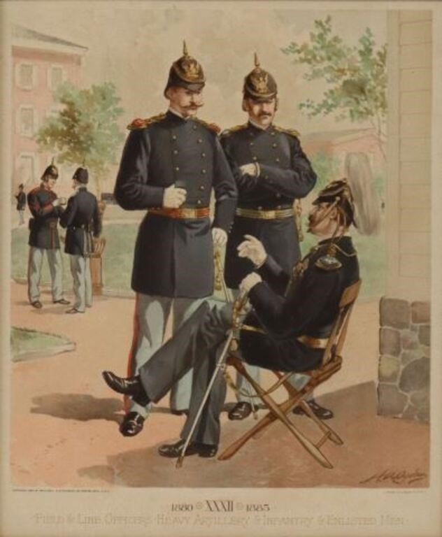 Appraisal: Framed lithograph on paper XXXII Field and Line Officers Heavy