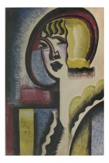 Appraisal: Hugo Scheiber Modernist Gouache Painting Hugo Scheiber Hungarian - Modernist