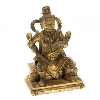 Appraisal: Sino-Tibetan gilt bronze Buddhist figure th c wrathful deity possibly