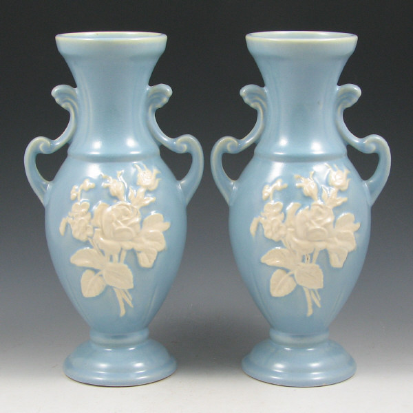 Appraisal: Weller Cameo Vases Pair - Mint Pair of Weller Cameo