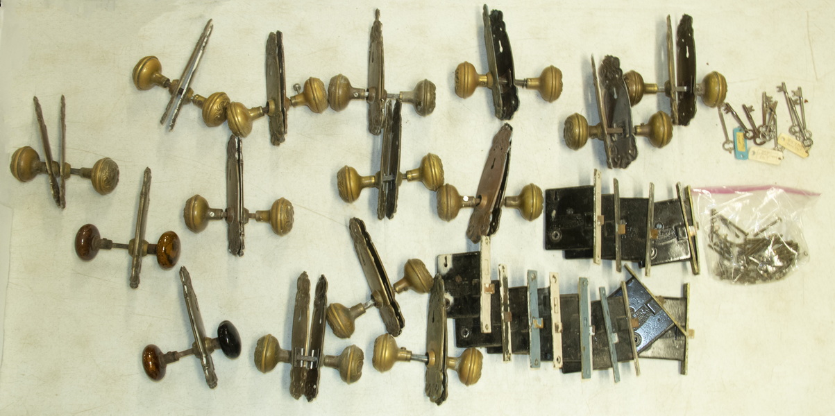 Appraisal: PCS SALVAGED ANTIQUE INTERIOR DOOR HARDWARE Lot of Late th