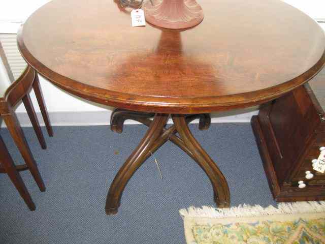 Appraisal: Oval Library Table bentwood base '' X ''