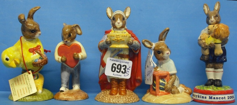 Appraisal: Royal Doulton Bunnykins Figures Sweetheart DB Easter Treat DB Mascot