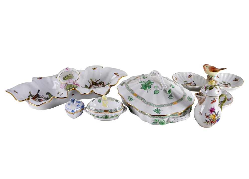 Appraisal: COLLECTION OF HEREND PORCELAINprinted factory marks comprising a Rothschild Bird