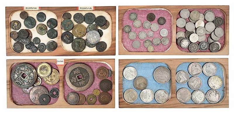 Appraisal: Over Twenty Educational Coin Trays custom-made trays with coins some