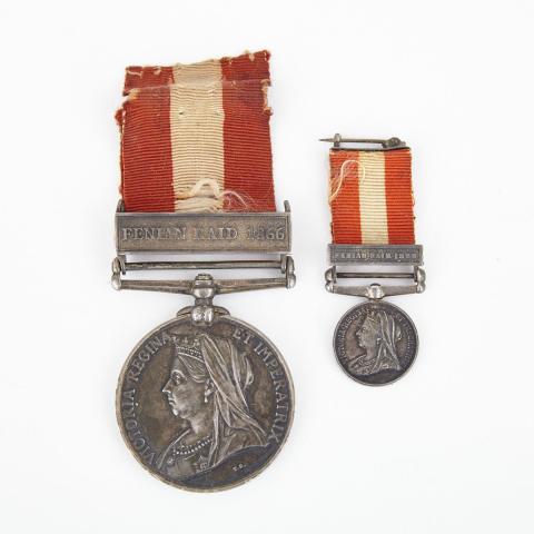 Appraisal: Canadian SIlver General Service Medal and Miniature with Fenian Raid