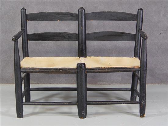 Appraisal: Double Wagon Seat th Century Heavy turned legs Two slat