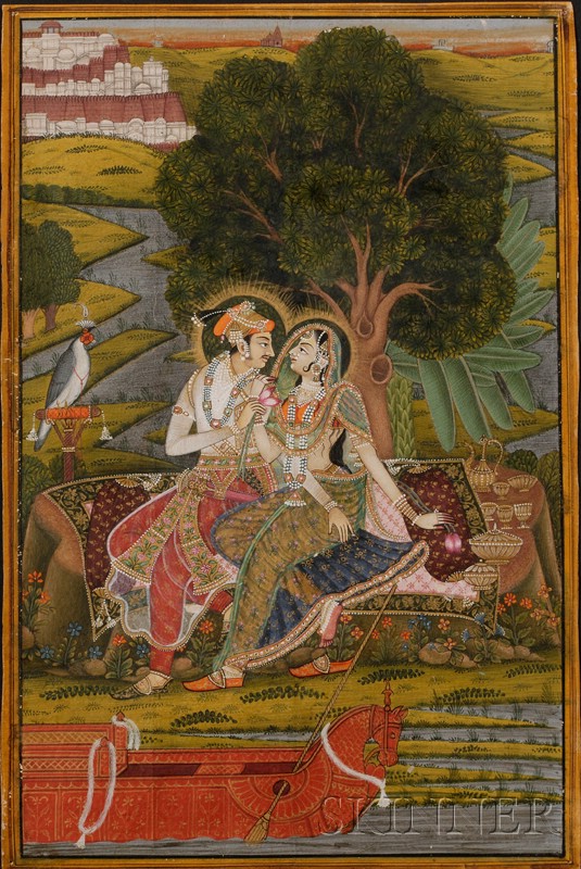 Appraisal: Indian Miniature Painting th century ink colors and gilt on