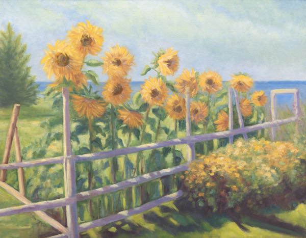 Appraisal: JANE BUSSE AMERICAN CONTEMPORARY x Sunflowers Oil on canvas signed