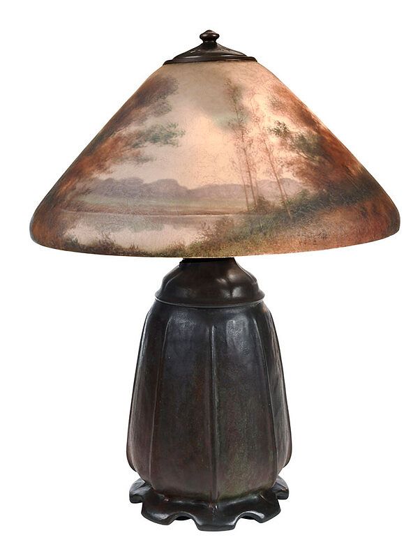 Appraisal: Handel Lamp with Signed Henry Bedigie Shade American early th