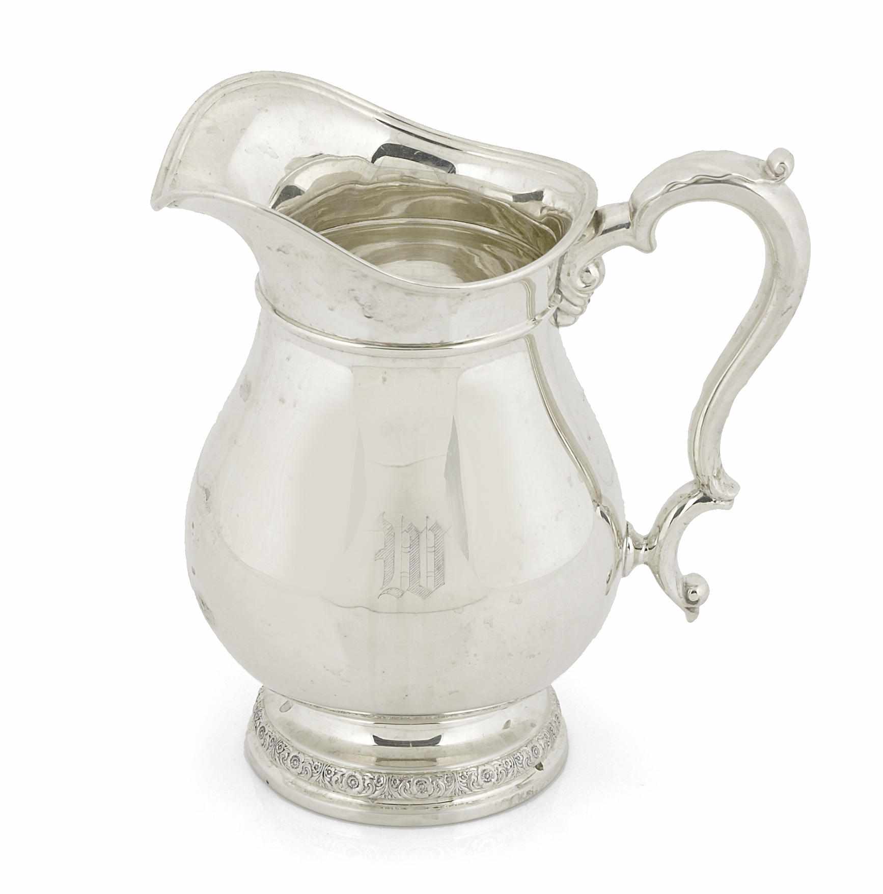 Appraisal: Property of Various Owners An American sterling silver water pitcher