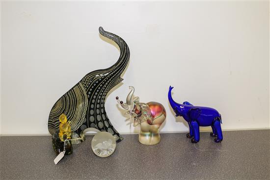 Appraisal: Sale Lot A Group of Four Glass Elephant Articles comprising