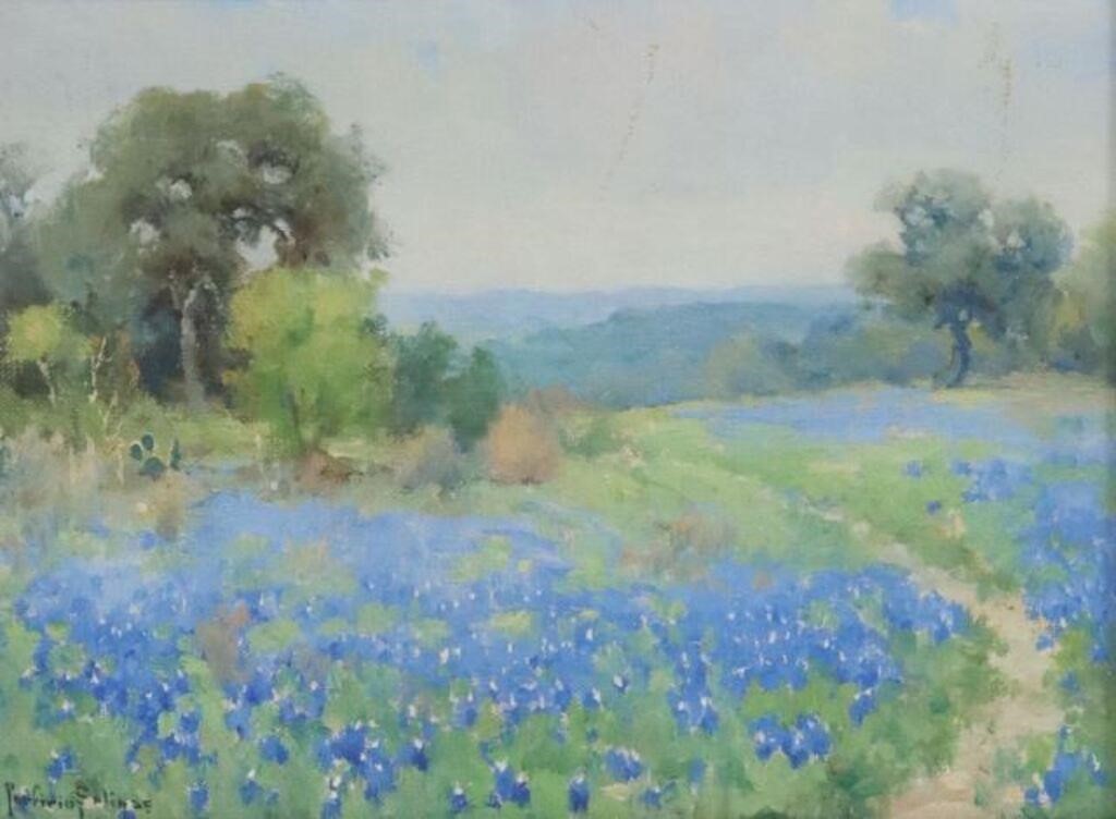 Appraisal: Framed oil painting on canvas board Bluebonnets Near San Antonio