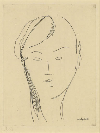 Appraisal: AMEDEO MODIGLIANI Portrait de Jeune Fille Drypoint on papier du