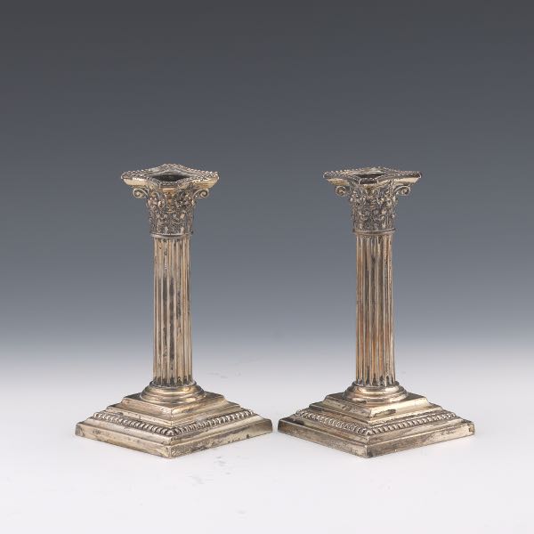 Appraisal: PAIR OF GORHAM STERLING SILVER COLUMN CANDLESTICKS x Weighted silver