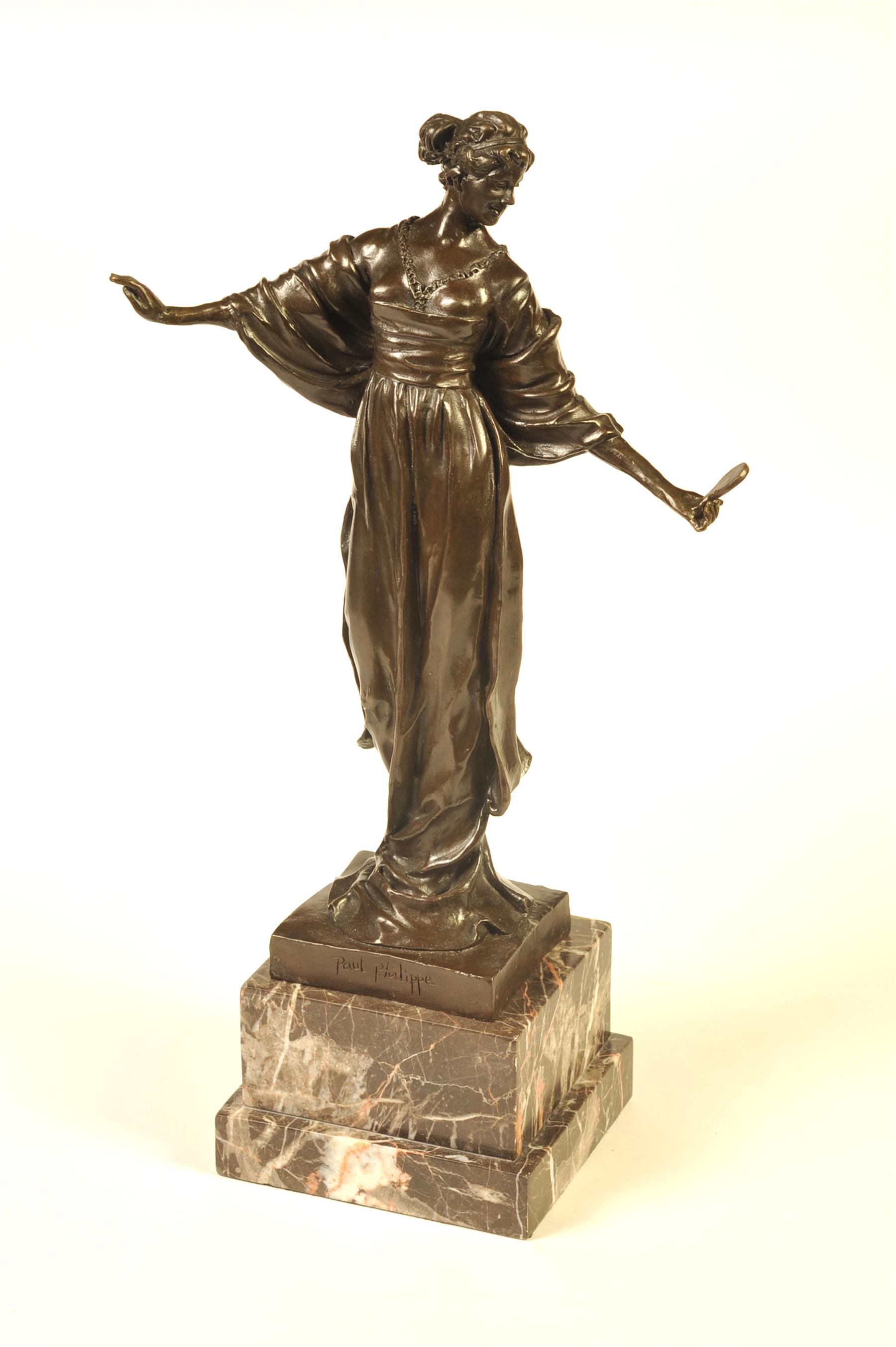 Appraisal: BRONZE OF A FEMALE IN FLOWING ROBE AFTER PAUL PHILIPPE