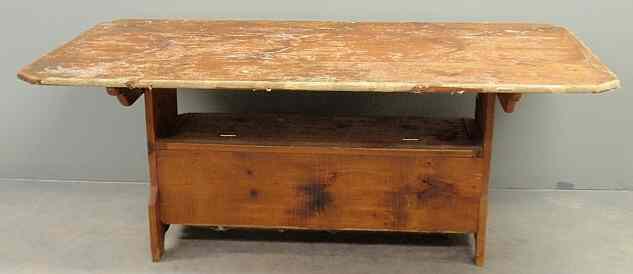 Appraisal: Pine bench table th c with a three-board top and