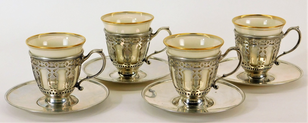 Appraisal: PC TIFFANY CO STERLING LENOX DEMITASSE GROUP United States Early