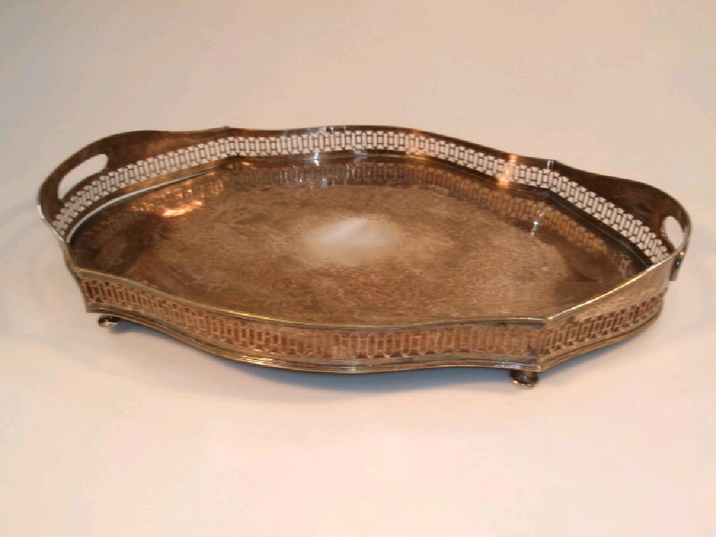 Appraisal: A silver plated gallery tray