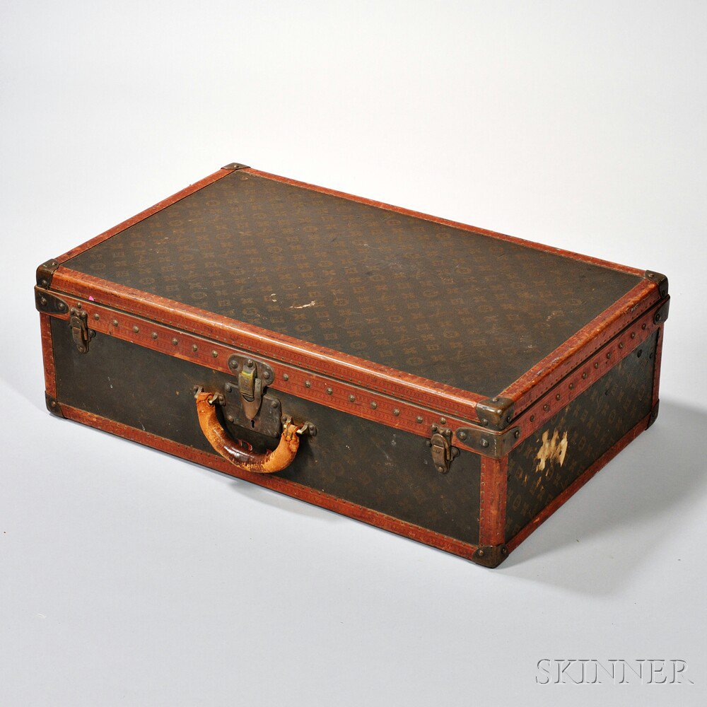 Appraisal: Louis Vuitton Suitcase France th century monogram canvas with leather