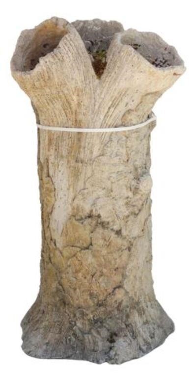 Appraisal: Faux bois garden sculpture planter Tree having three cut branches