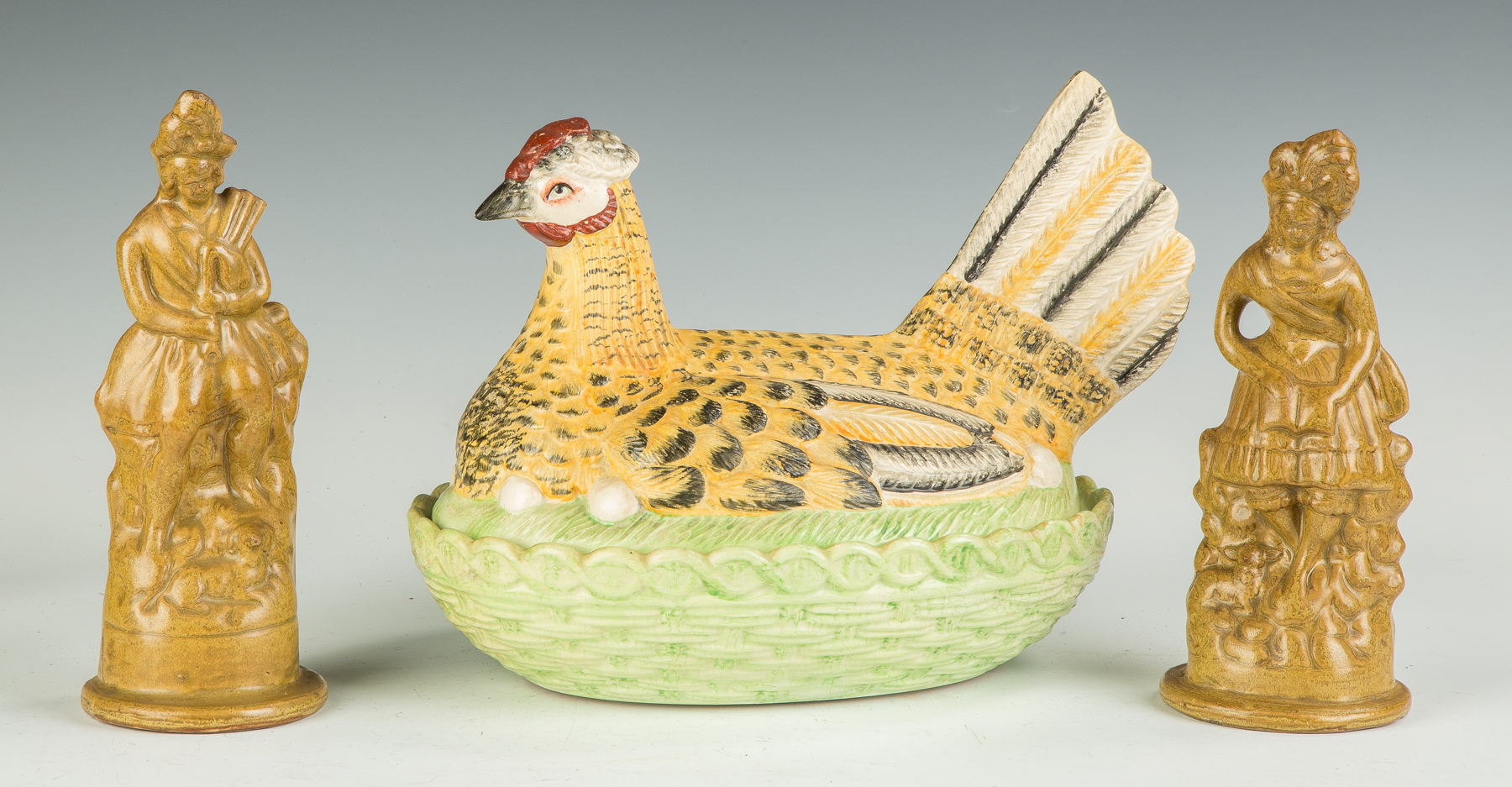 Appraisal: Large Staffordshire Hand Painted Hen on Nest th century