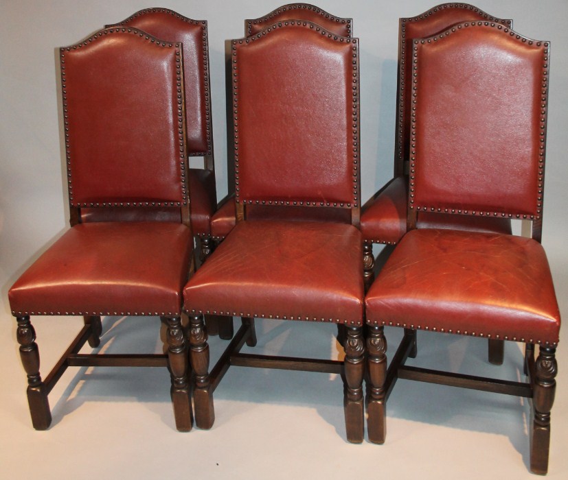 Appraisal: A set of six early thC oak stained dining chairs