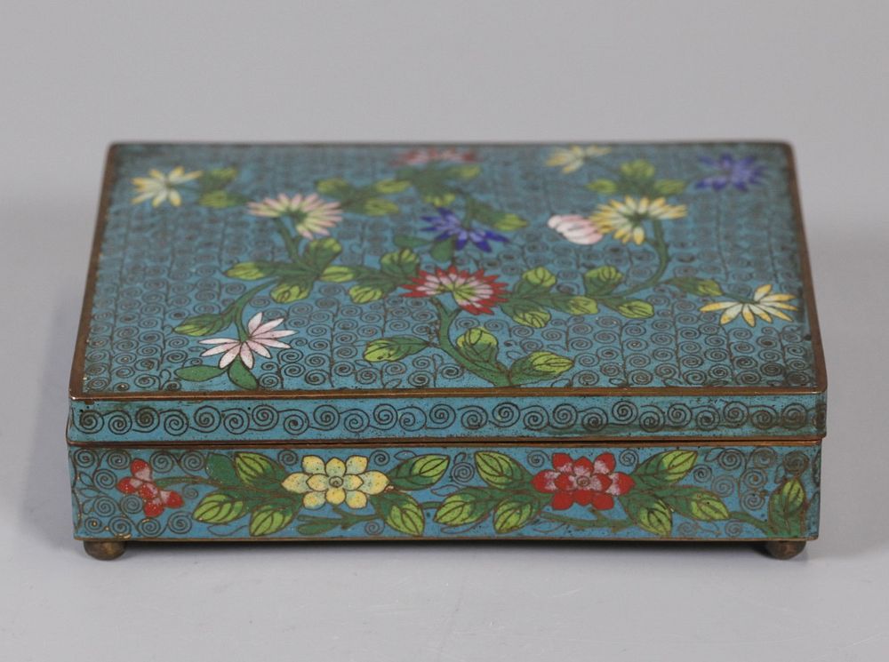 Appraisal: Chinese cloisonne box possibly th c floral motif in L