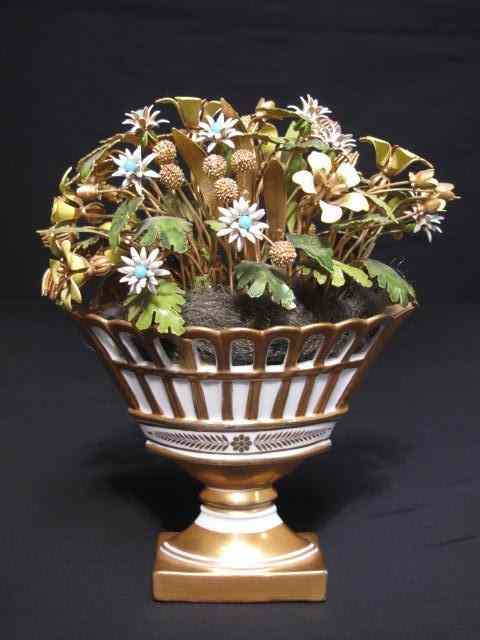 Appraisal: Jane Hutcheson for Gorham enamel metal flowers in white porcelain