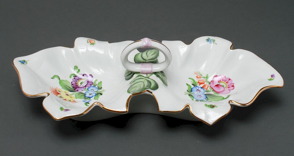 Appraisal: Herend Porcelain Double Serving Dish Herend Hungarian porcelain double serving