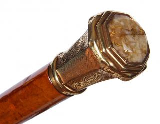 Appraisal: Gold Quartz Cane-Dated - A nice presentation gold dress cane