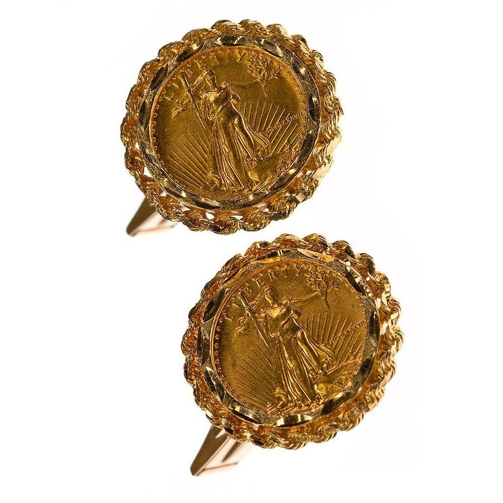 Appraisal: gold American Eagle coin k gold cufflinks the gold coins