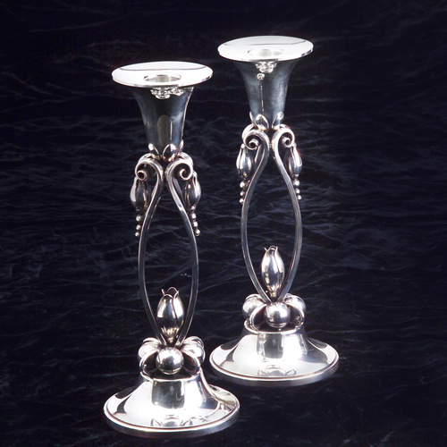 Appraisal: Pair of Meyer sterling silver candelabra bud motif t o