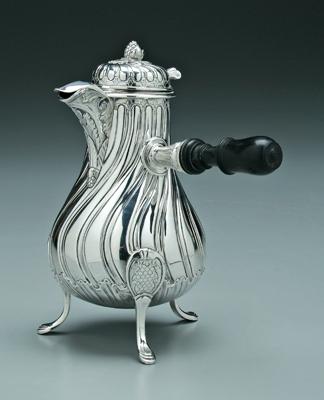 Appraisal: French silver coffeepot pear form with three feet dome lid