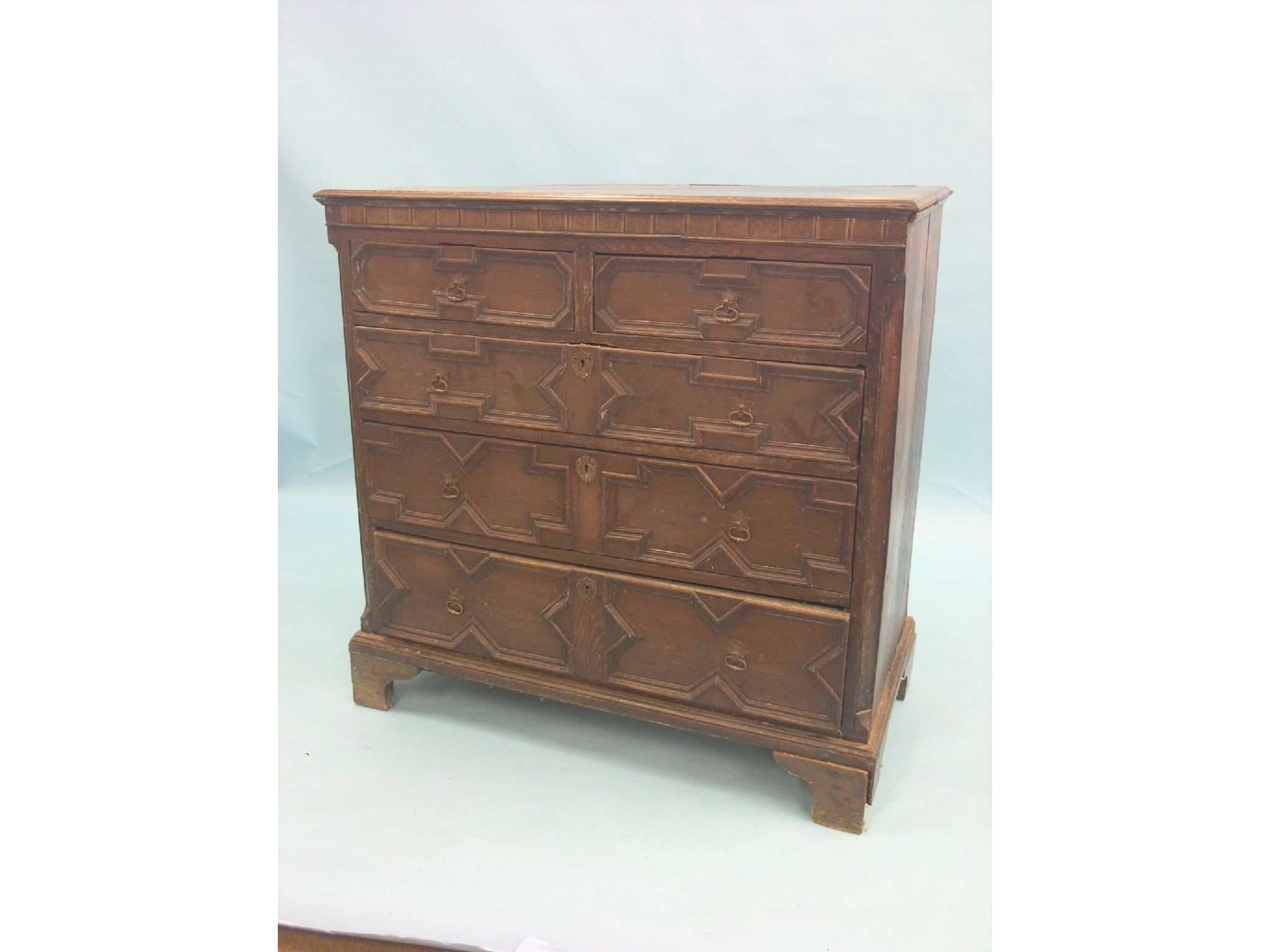 Appraisal: A th century oak chest two short and three long