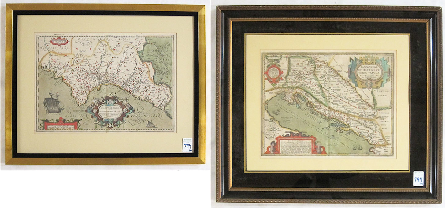 Appraisal: TWO HAND COLORED ENGRAVED MAPS AFTER ABRAHAM ORTELIUS Flemish -