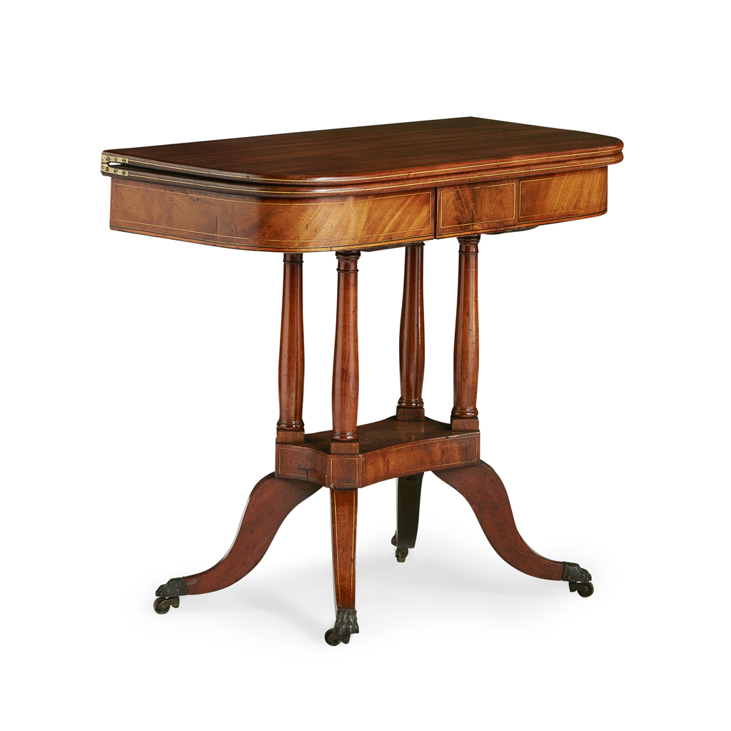 Appraisal: GEORGIAN STYLE MAHOGANY FOLDOVER TEA TABLE LATE TH CENTURY the