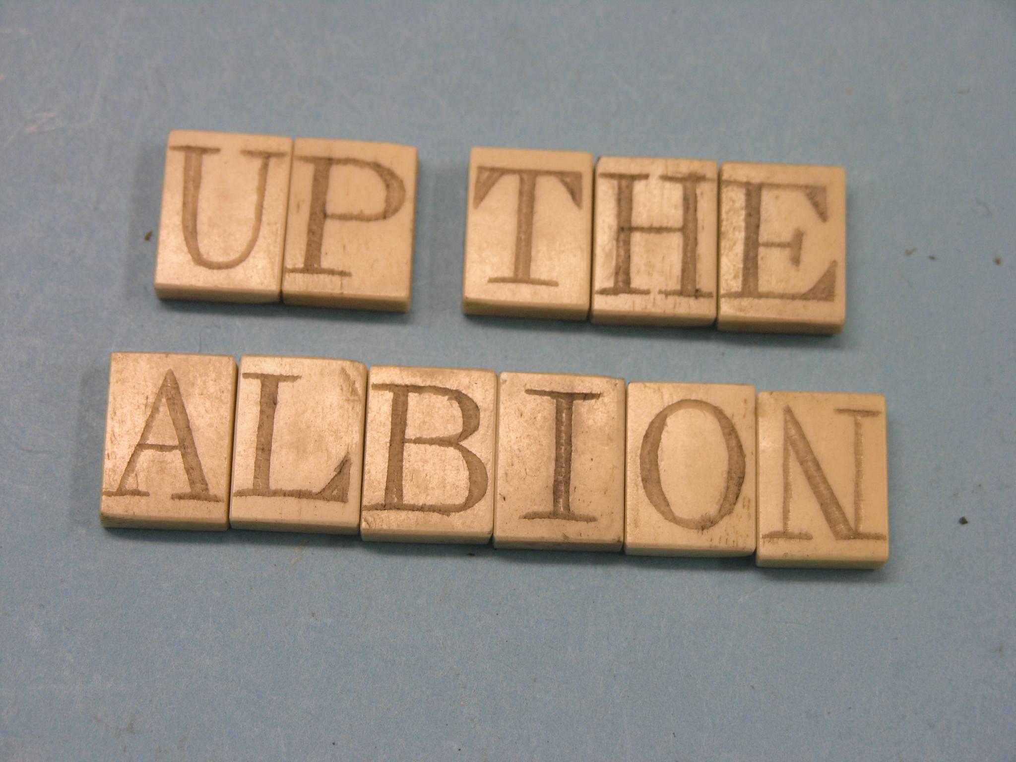 Appraisal: A Victorian bone alphabet twenty-six engraved cubes contained within rosewood