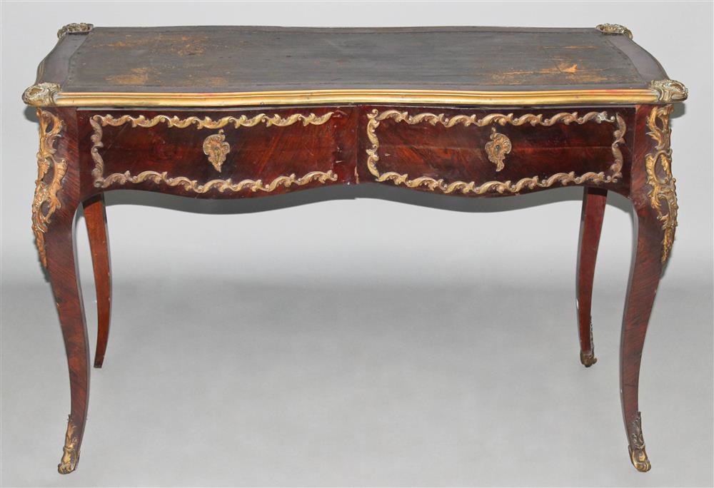 Appraisal: LOUIS XV STYLE BRONZE-MOUNTED KINGWOOD BUREAU PLAT late th Century