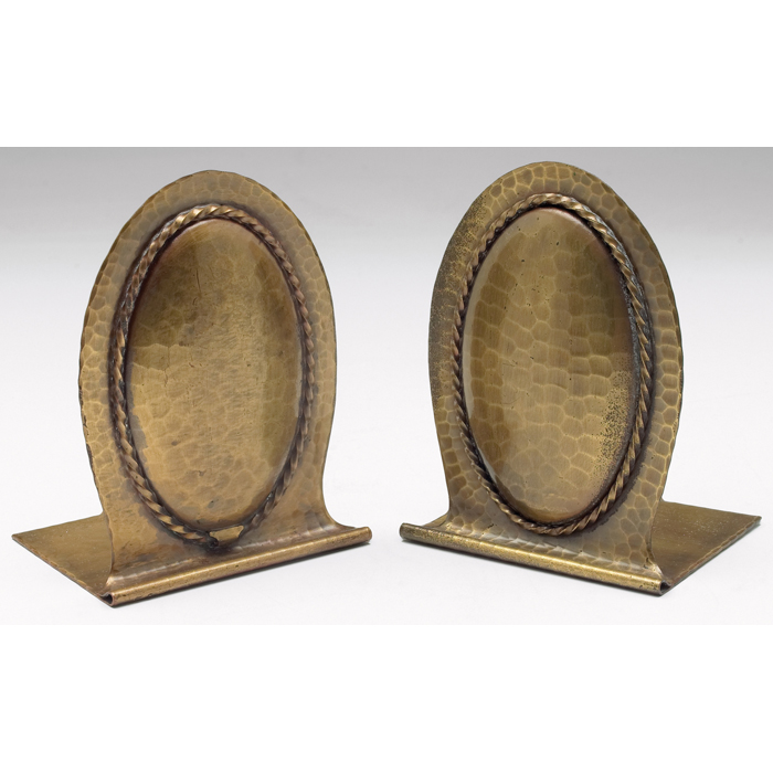 Appraisal: Roycroft bookends pair hammered copper with applied rope design original