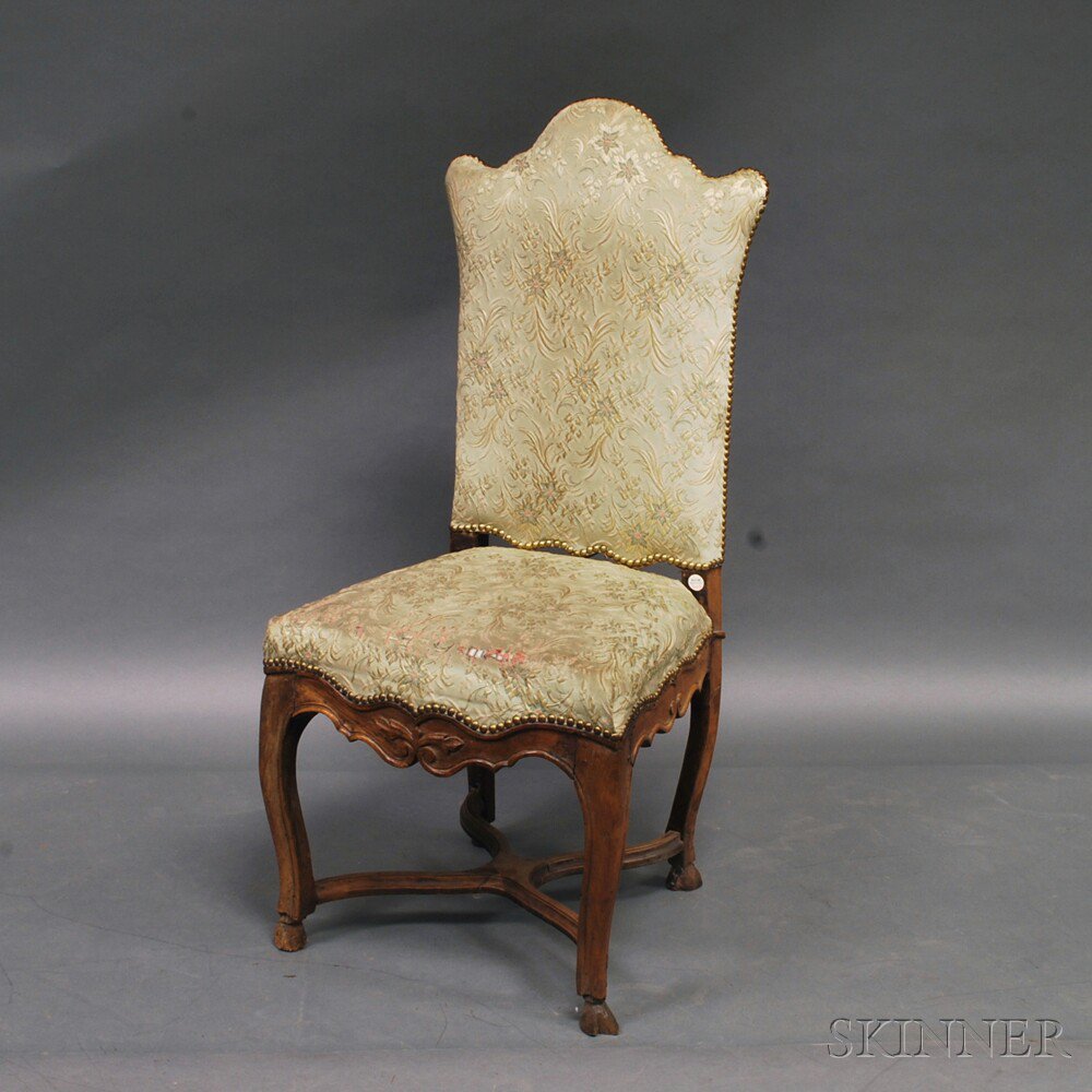 Appraisal: French Provincial Upholstered Side Chair th century with serpentine cresting