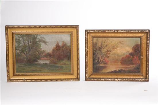 Appraisal: TWO LANDSCAPES AMERICAN LATE TH-EARLY TH CENTURY Oil on canvas