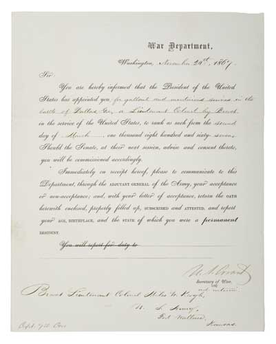 Appraisal: GRANT ULYSSES S Partly-printed Letter Signed U S Grant as