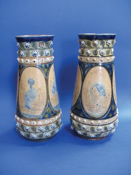 Appraisal: A PAIR OF SHIFF SONS CO LAMBETH STONEWARE VASES of