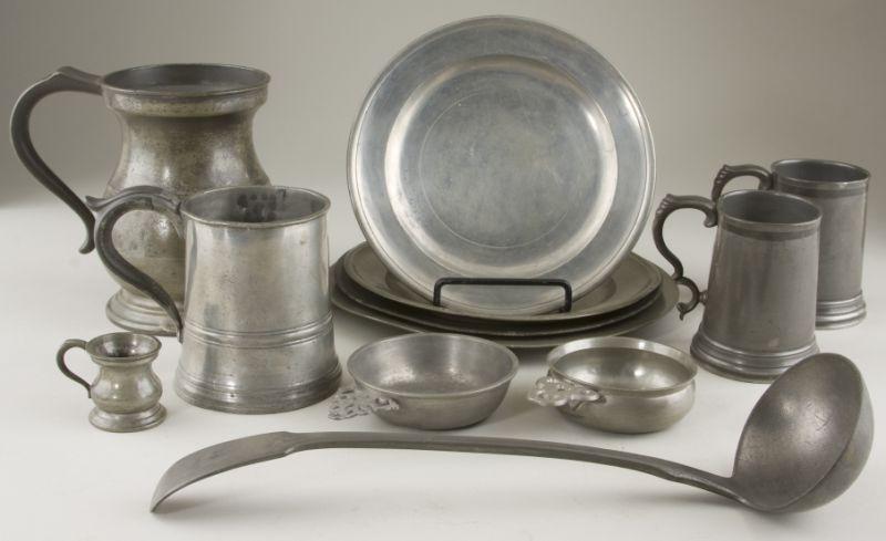 Appraisal: English Pewter Articles th century as follows M Ernst plate