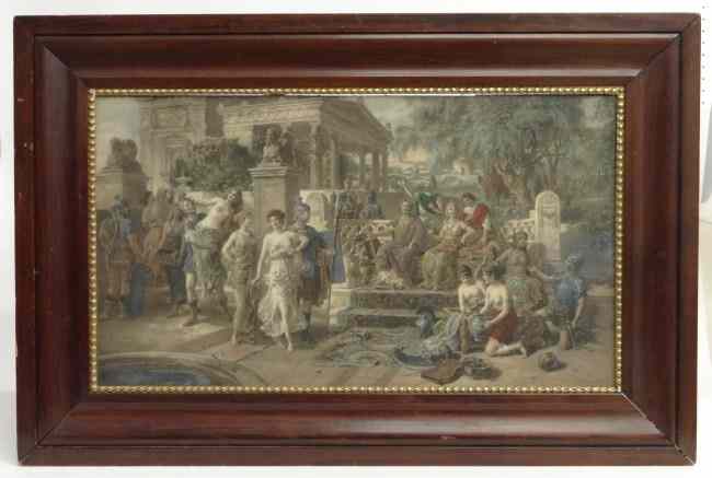 Appraisal: th c colored lithograph Roman scene Sight '' x ''