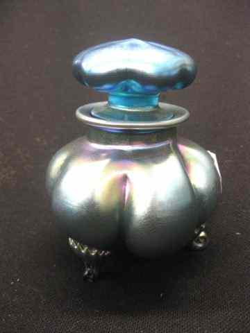 Appraisal: Steuben Aurene Art Glass Perfume Bottle rich iridescent blue melon