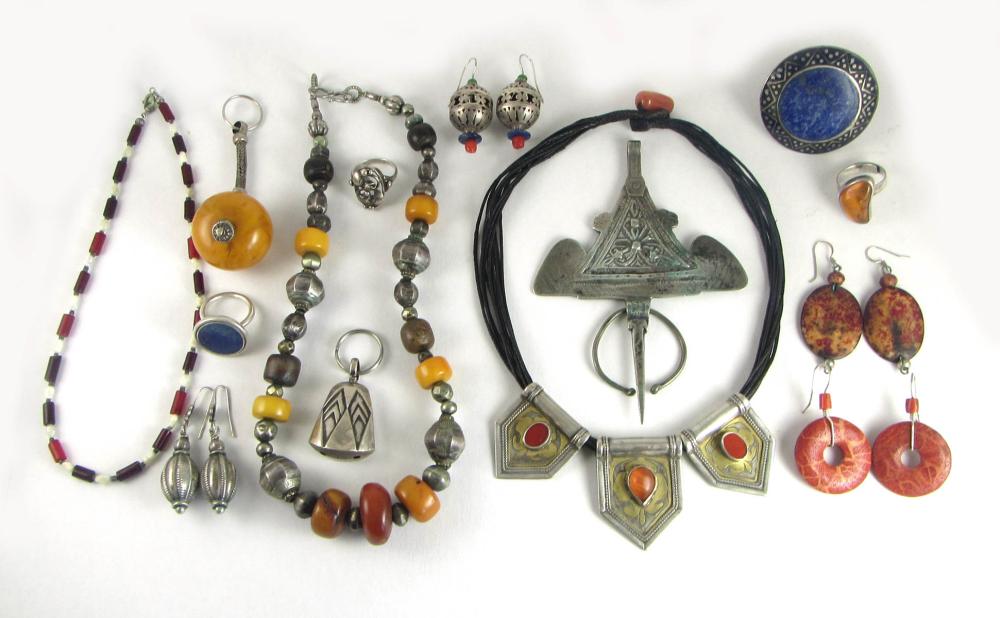 Appraisal: EIGHTEEN ARTICLES OF ETHNIC STYLE JEWELRY including three necklaces with