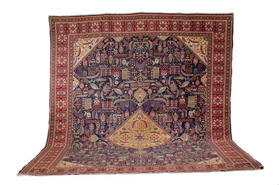 Appraisal: SEMI-ANTIQUE PERSIAN TABRIZ RUG Semi-antique Persian Tabirz wool rug with